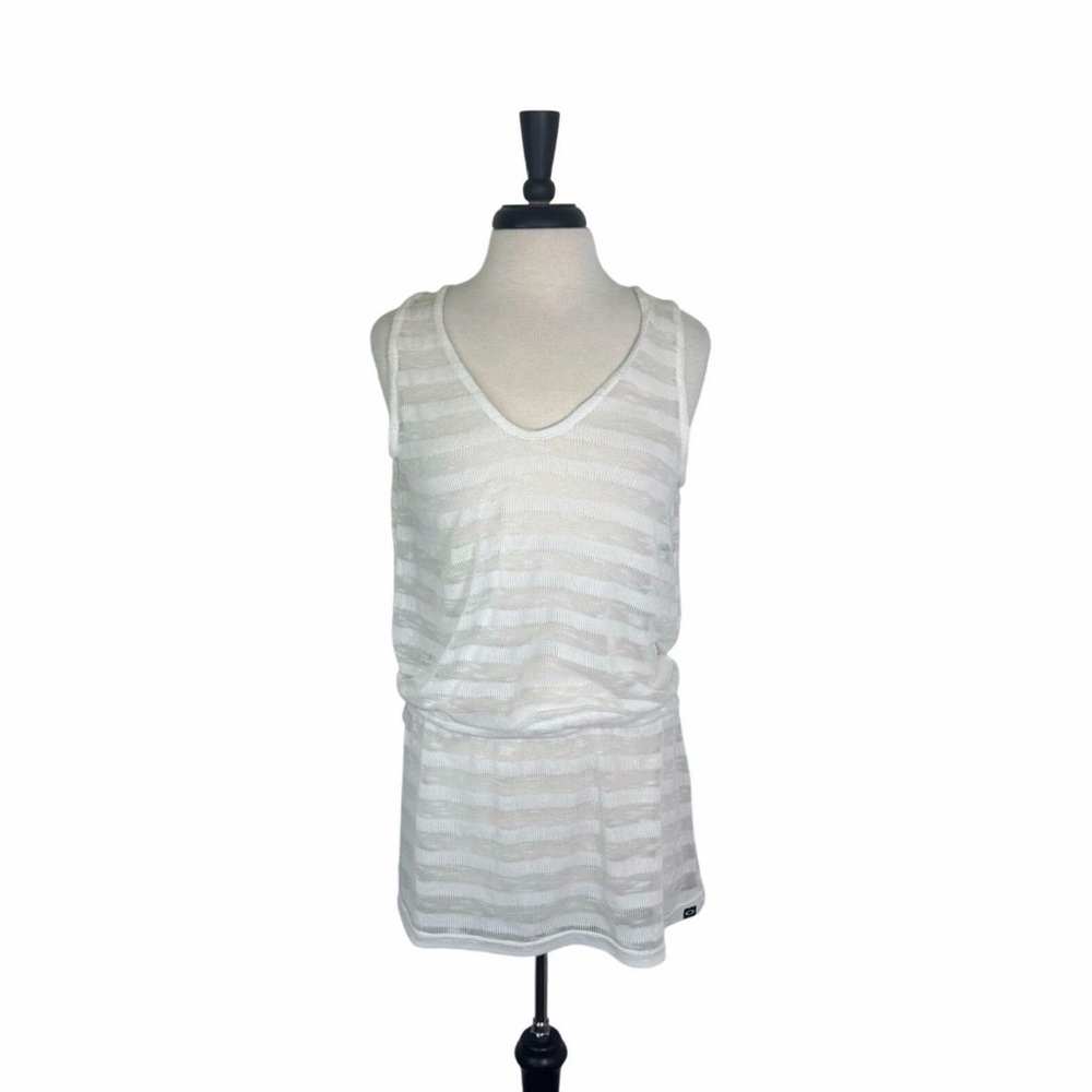 OAKLEY Sheer Lightweight Striped Backless Beach Swimsuit Cover-Up Women's